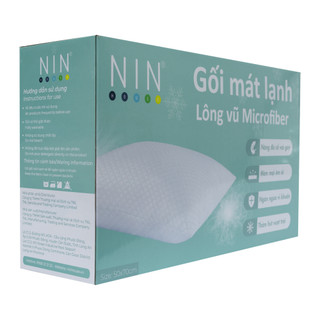 Gối lông vũ nhân tạo mát lạnh Cool Plus NIN House 50x70cm, ruột gối nằm gòn microfiber cao cấp