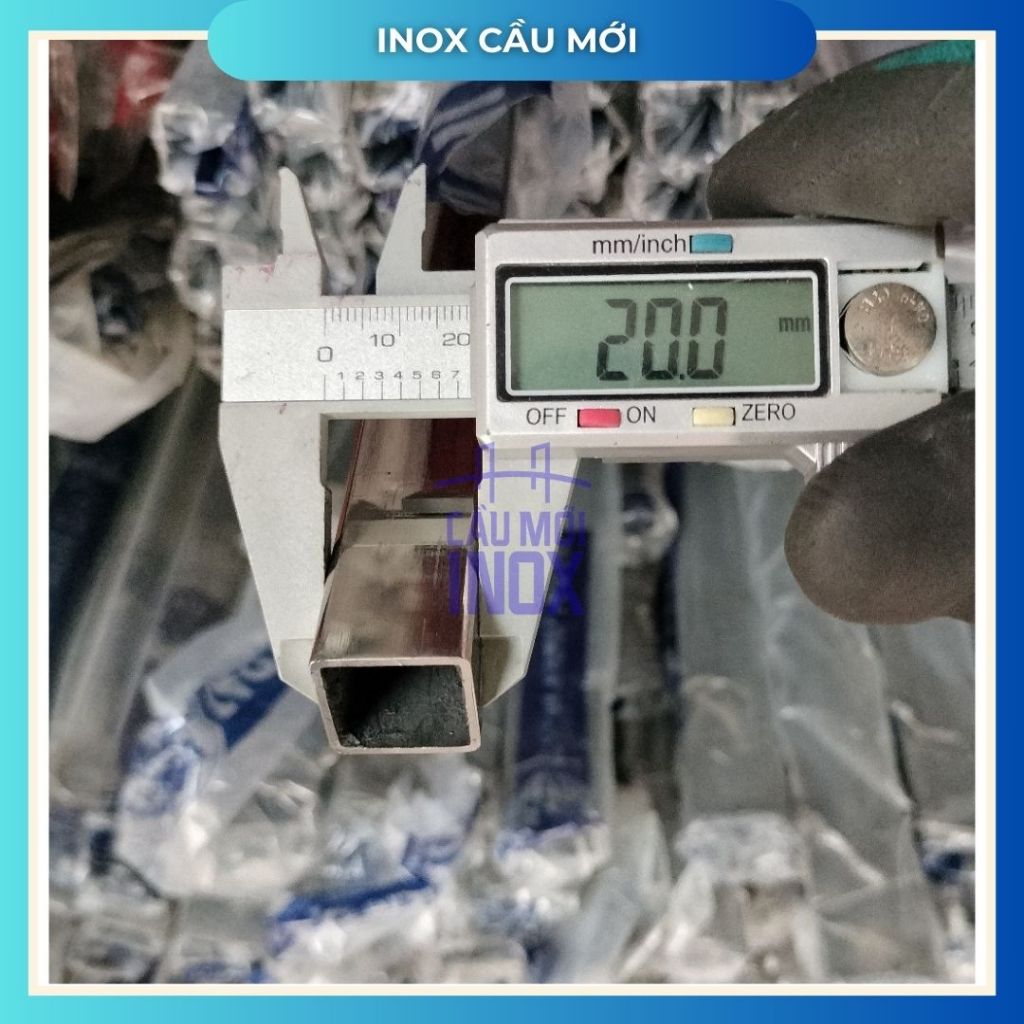 Hộp inox vuông 304 20x20 mm, Độ dày 1.2mm/1.5mm, Dài 1m/1m2/1m5, chất lượng nhà máy loại 1