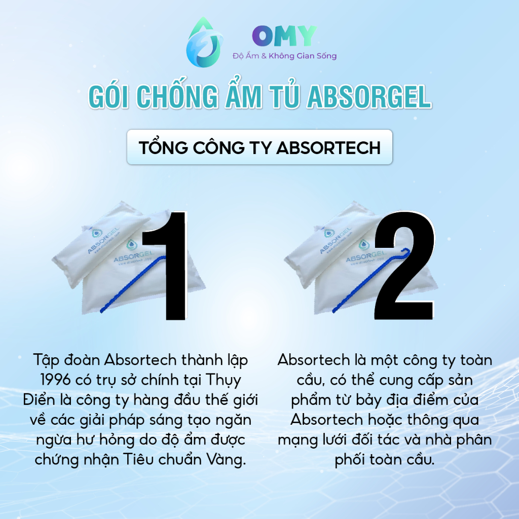 Gói hút ẩm móc treo Absorgel ngăn ẩm mốc tủ quần áo đánh khử mùi ẩm khó chịu hiệu quả 90 ngày