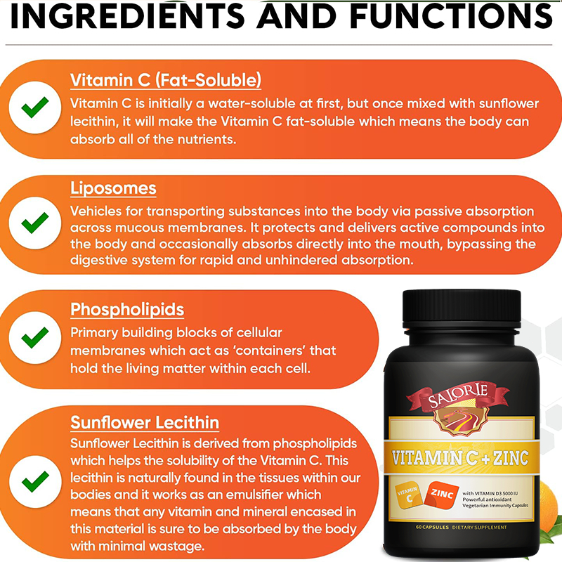 Vitamin C + Kẽm Hỗ trợ hệ miễn dịch Tăng cường khả năng chống bệnh và giảm mệt mỏi 60 viên nang mềm