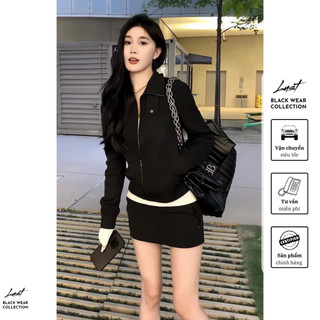 Set áo khoác kaki và chân váy ngắn phong cách LUST chất liệu dày dặn TT247