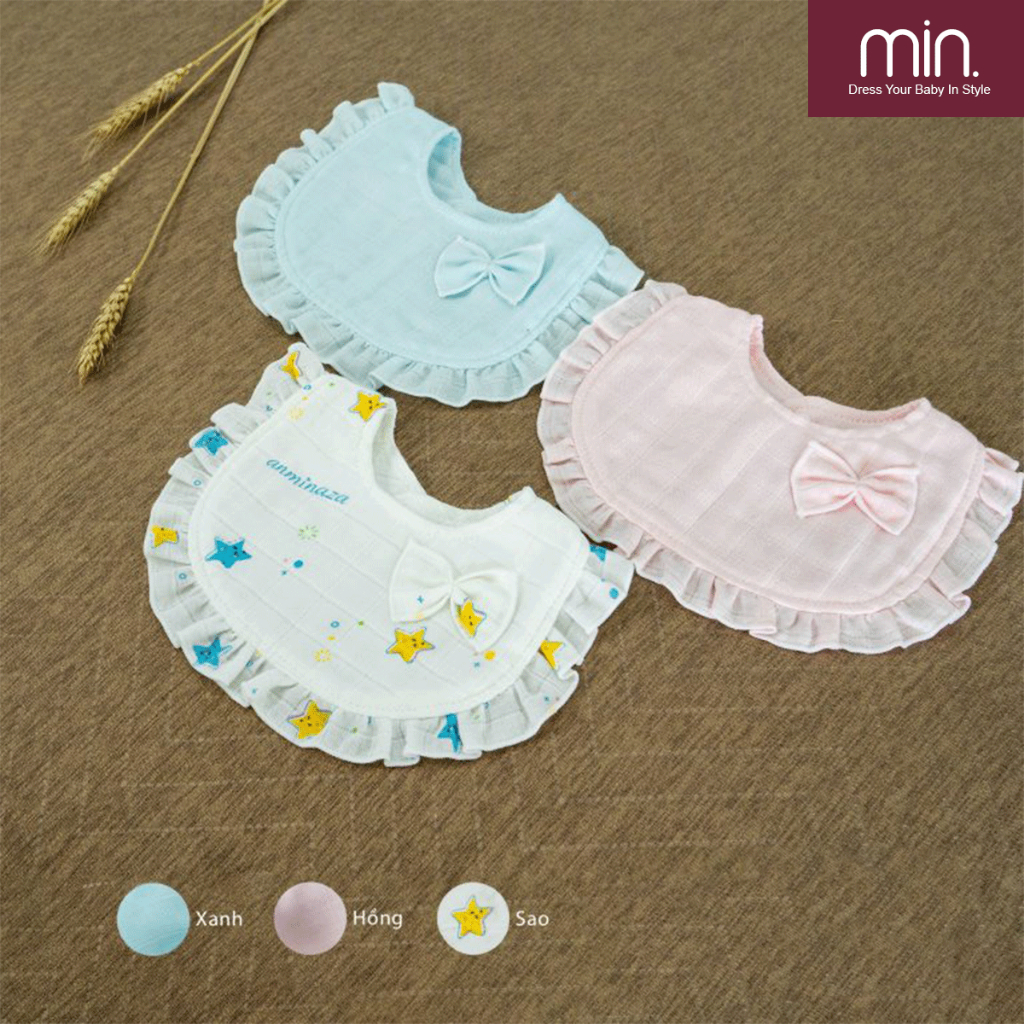 Yếm Cổ Tròn Chất Liệu Vải Sợi Tre Gồm 6 Lớp Mềm Mịn Dành Cho Bé
