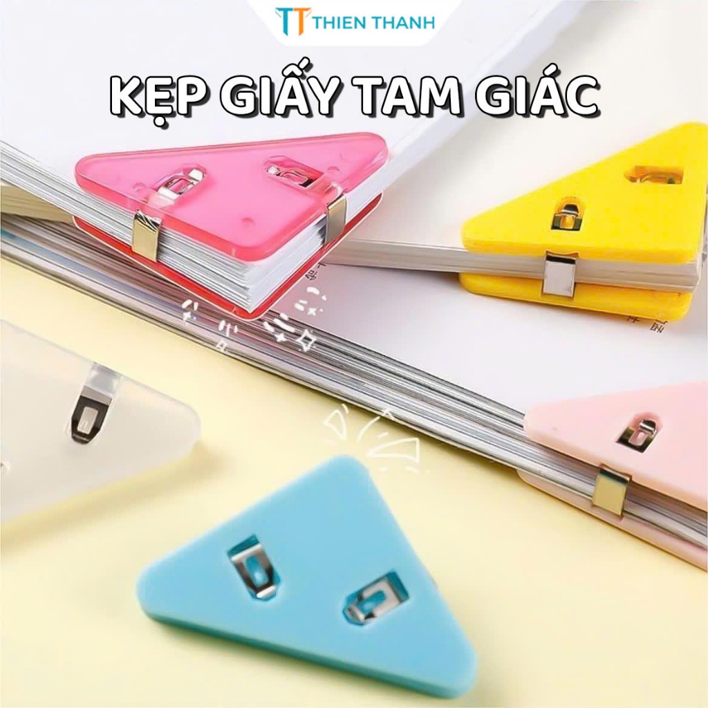 Kẹp Giấy, Kẹp Đánh Dấu Trang Sách, Kẹp Hồ Sơ Tài Liệu Tam Giác Bằng Nhựa Nhiều Màu