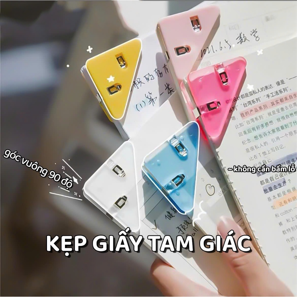 Kẹp Giấy, Kẹp Đánh Dấu Trang Sách, Kẹp Hồ Sơ Tài Liệu Tam Giác Bằng Nhựa Nhiều Màu