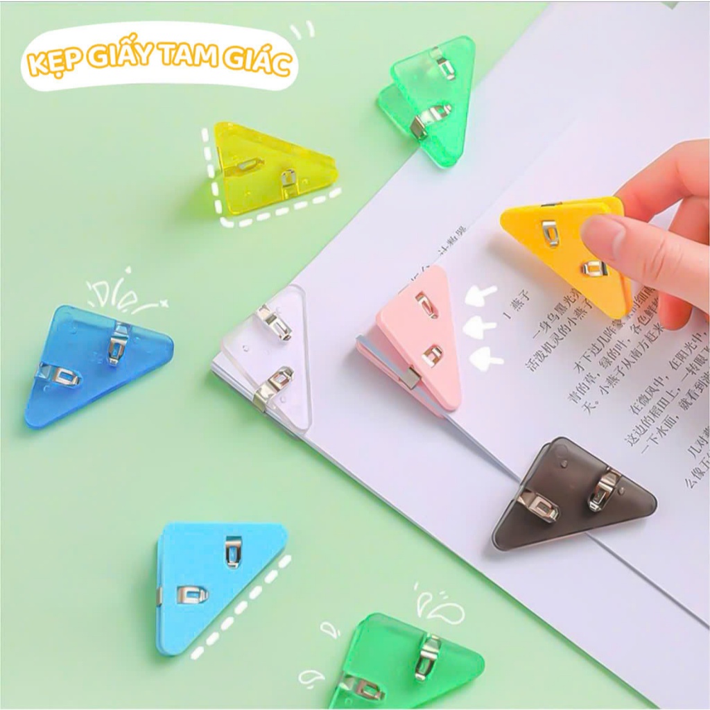 Kẹp Giấy, Kẹp Đánh Dấu Trang Sách, Kẹp Hồ Sơ Tài Liệu Tam Giác Bằng Nhựa Nhiều Màu