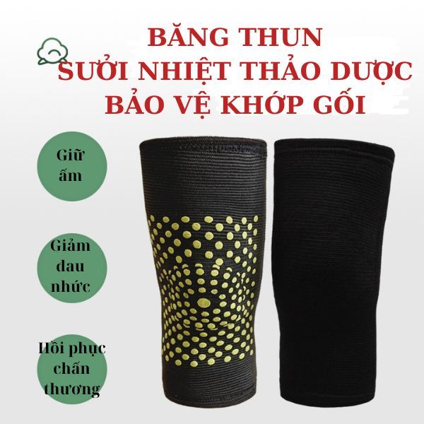 Bảo vệ khớp gối, giảm đau nhức tăng hồi phục trong thoái hóa và chấn thương, băng thun sưởi nhiệt thảo dược (2 chiếc)