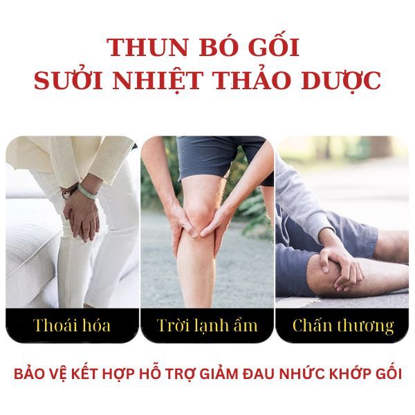 Bảo vệ khớp gối, giảm đau nhức tăng hồi phục trong thoái hóa và chấn thương, băng thun sưởi nhiệt thảo dược (2 chiếc)