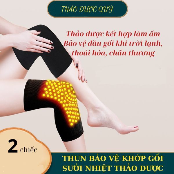 Bảo vệ khớp gối, giảm đau nhức tăng hồi phục trong thoái hóa và chấn thương, băng thun sưởi nhiệt thảo dược (2 chiếc)