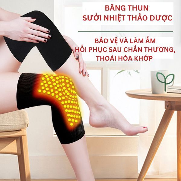 Bảo vệ khớp gối, giảm đau nhức tăng hồi phục trong thoái hóa và chấn thương, băng thun sưởi nhiệt thảo dược (2 chiếc)