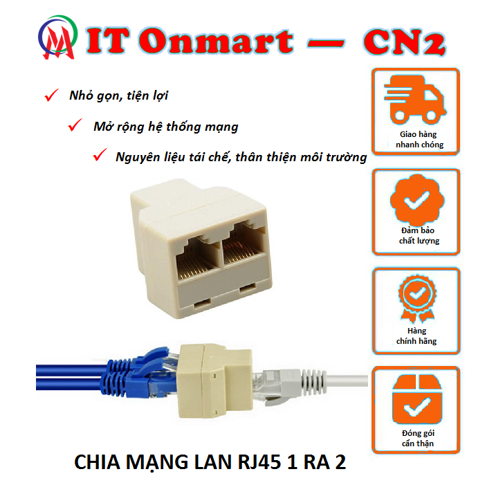 Đầu chia mạng lan 1 cổng RJ45 ra 2 cổng RJ45 CHIA MẠNG LAN RJ45 1 RA 2 ...