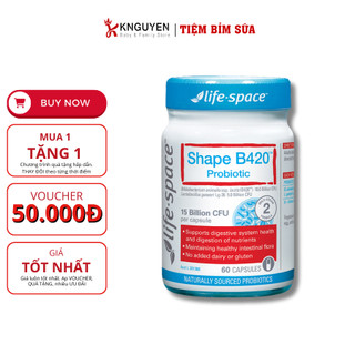 Men vi sinh hỗ trợ tiêu hóa và kiểm soát cân nặng 60 viên Life Space Shape B420 Probiotic