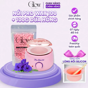 Combo Nồi Prowax 100 Thế Hệ Mới Có Lòng Silicon GLOWWAXING + 100Gr Sáp Cao Cấp Siêu Bám Lông-0707
