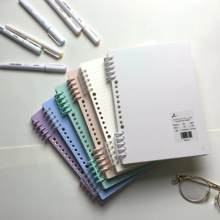 Vở còng nhựa 2 đầu BONZAI bìa trơn pastel size A5 B5 giấy Fort Nhật Bản 100GSM/120 Trang