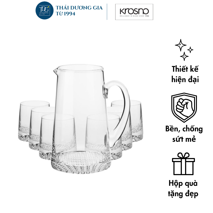 Bộ cốc bình FJORD 1 bình 1000ml + 6 cốc 300ml Ba Lan Krosno-809496