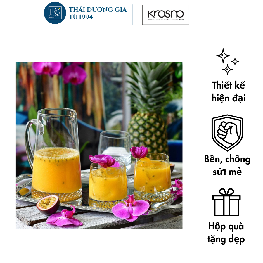 Bộ cốc bình FJORD 1 bình 1000ml + 6 cốc 300ml Ba Lan Krosno-809496