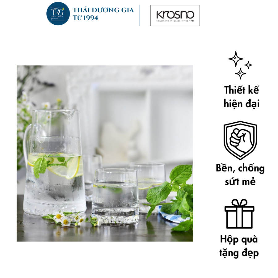 Bộ cốc bình FJORD 1 bình 1000ml + 6 cốc 300ml Ba Lan Krosno-809496