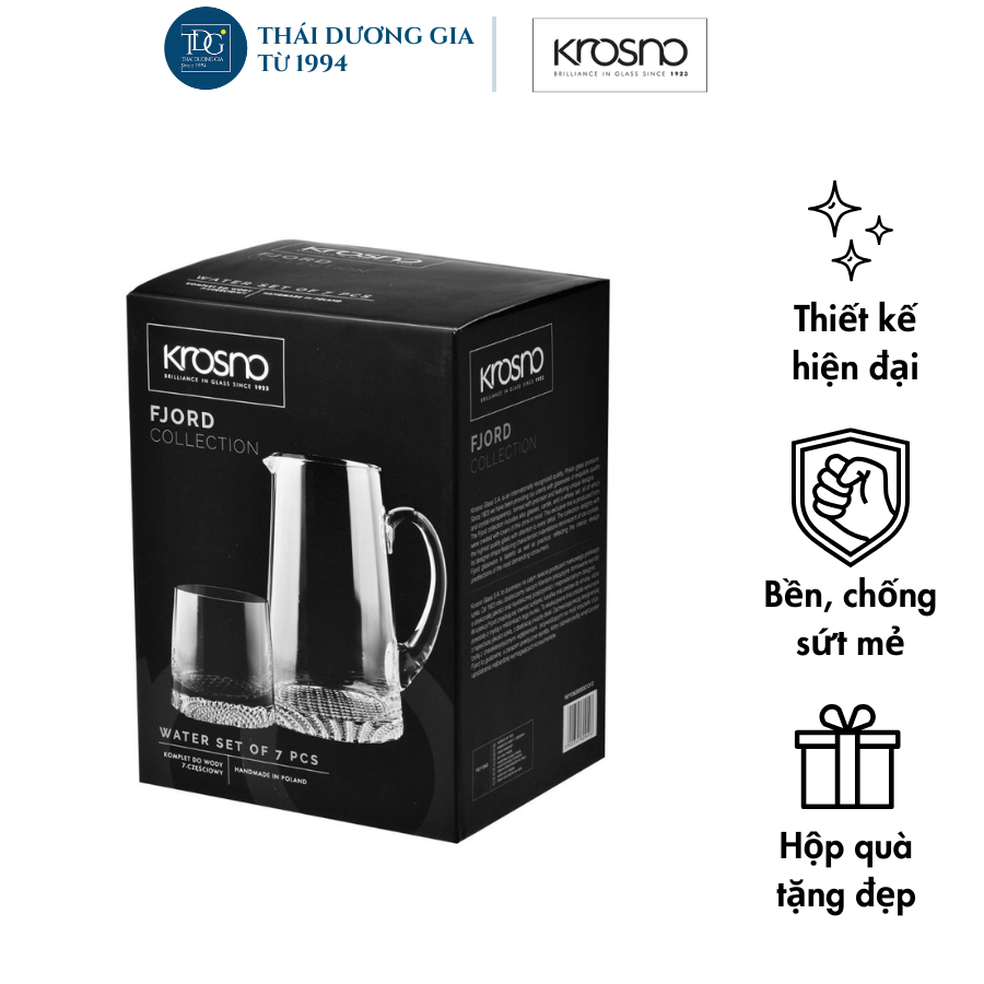 Bộ cốc bình FJORD 1 bình 1000ml + 6 cốc 300ml Ba Lan Krosno-809496