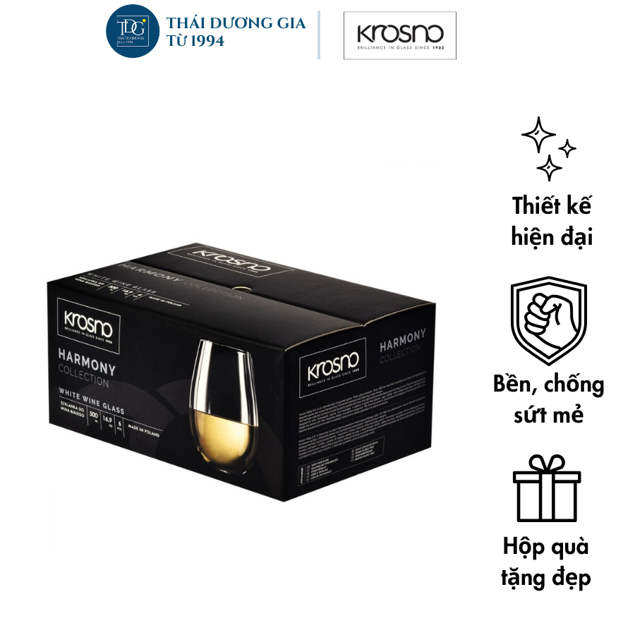 Bộ 6 cốc, ly bầu cao 500ml HARMONY Ba Lan Krosno-795218