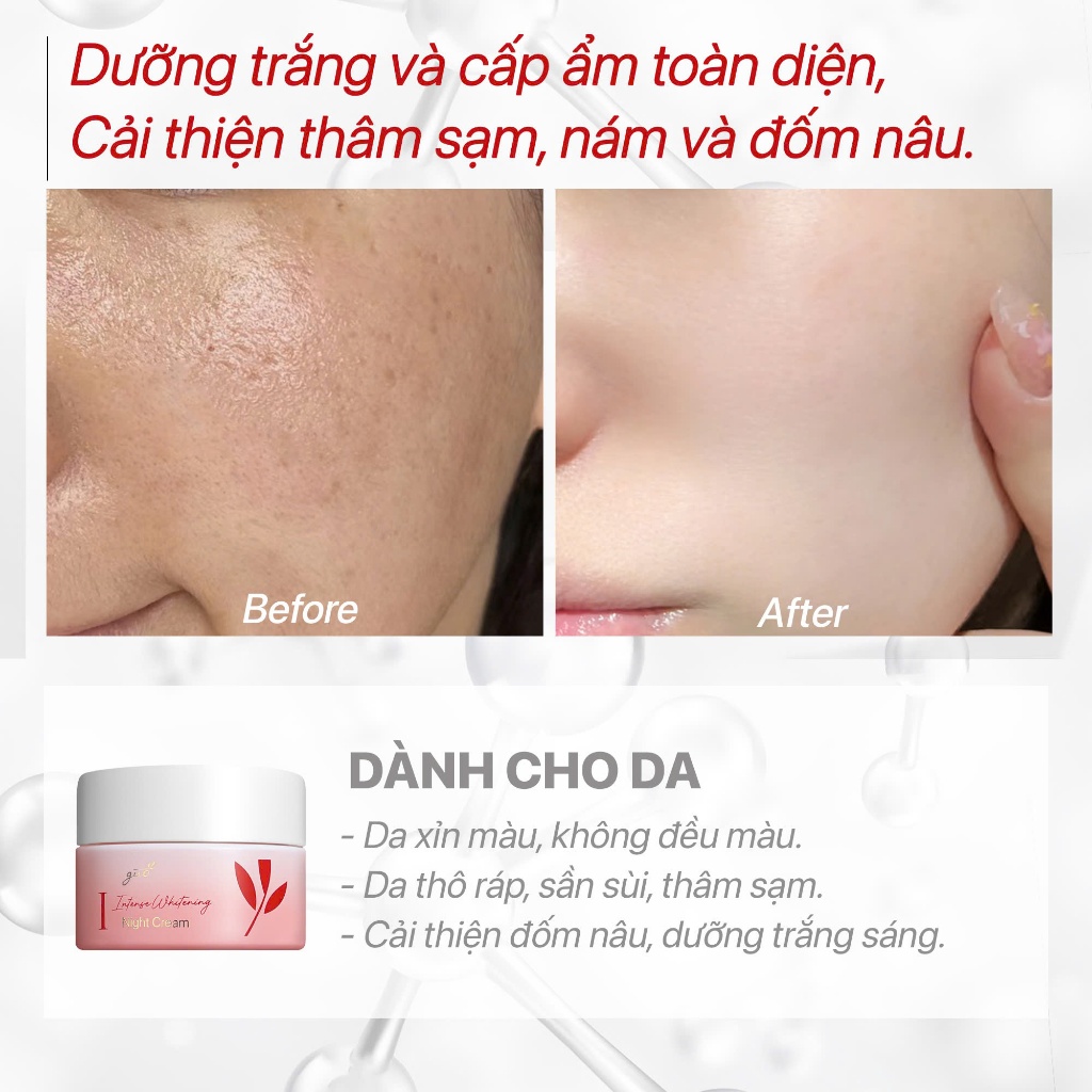 Ảnh Kem Dưỡng Trắng Da Mặt Mờ Thâm Chống Lão Hóa Vi Tảo Đỏ Trắng Hồng Tự Nhiên GUO 30gr 4