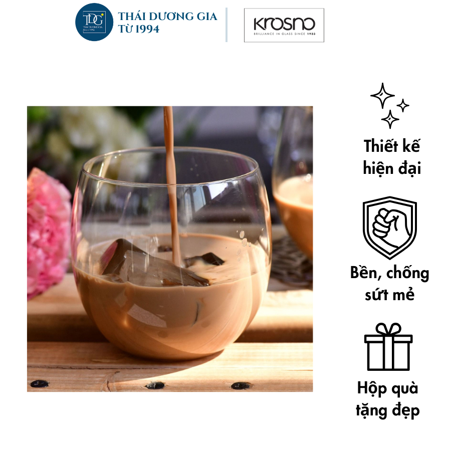 Bộ 6 cốc thủy tinh cao cấp dáng bầu thấp 410ml Ba Lan Krosno-795201