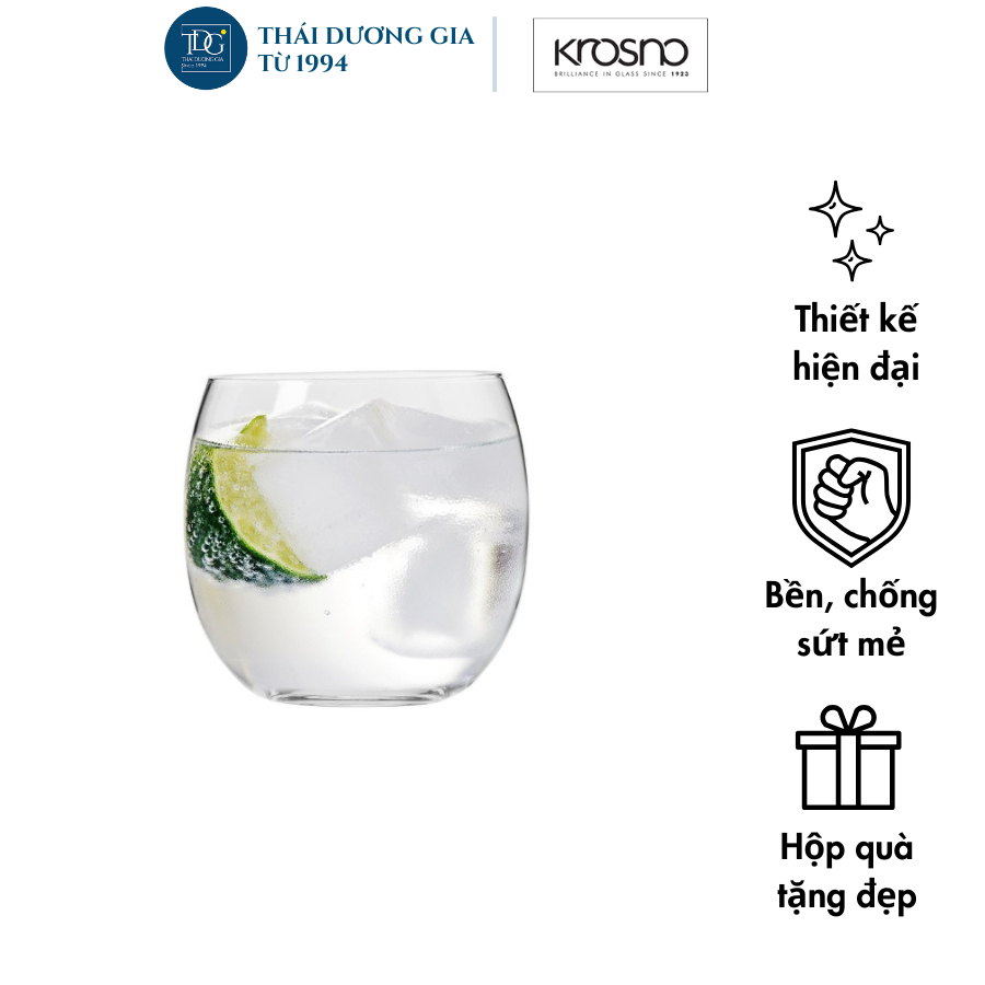 Bộ 6 cốc thủy tinh cao cấp dáng bầu thấp 410ml Ba Lan Krosno-795201