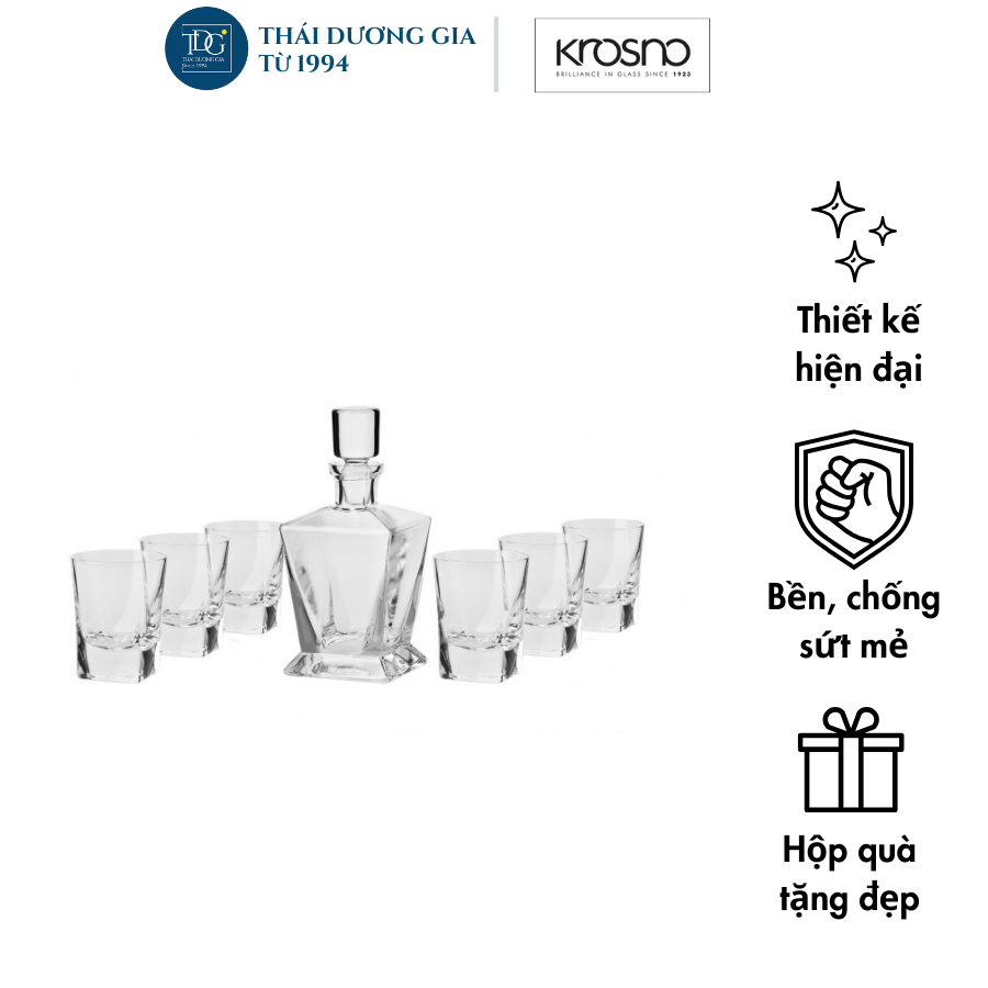 Bộ cốc bình rượu CARO 1 Bình rượu 750ml và 6 cốc 280ml Ba Lan Krosno-794297