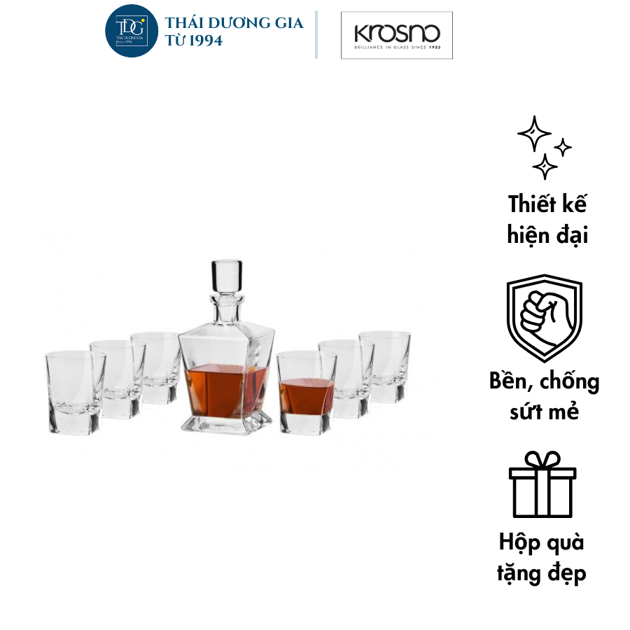 Bộ cốc bình rượu CARO 1 Bình rượu 750ml và 6 cốc 280ml Ba Lan Krosno-794297