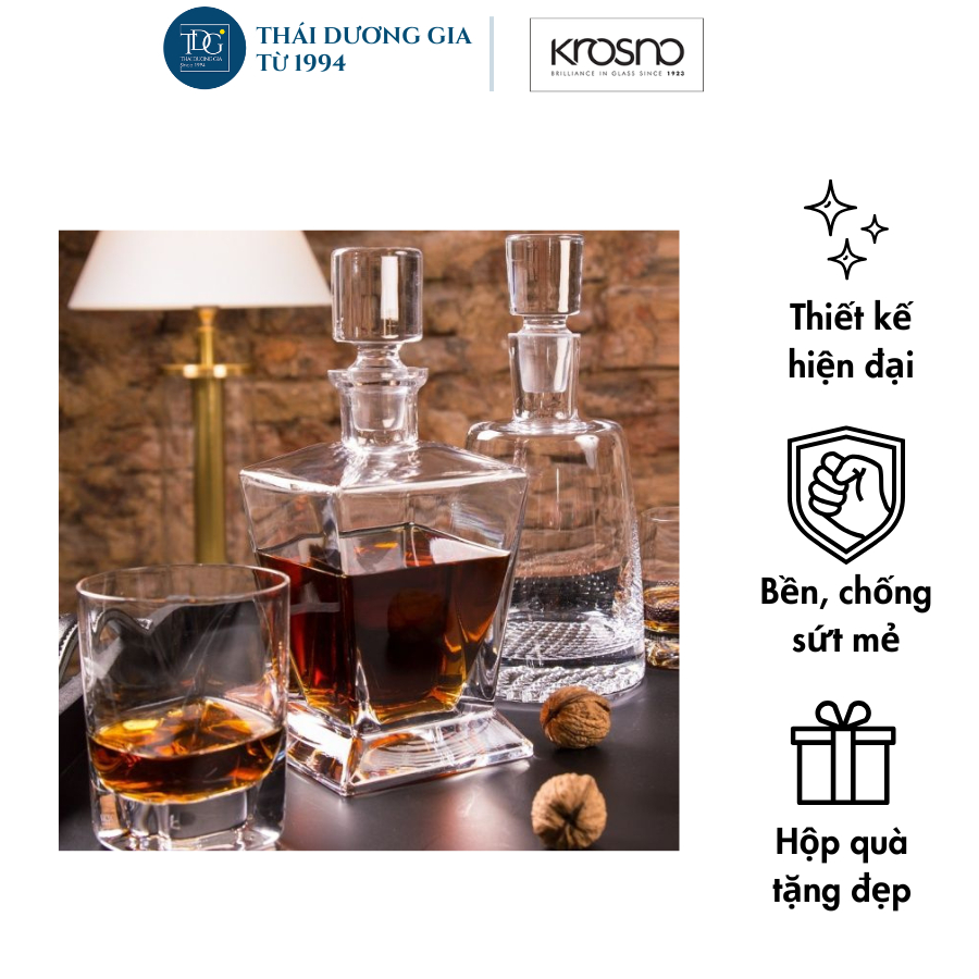 Bộ cốc bình rượu CARO 1 Bình rượu 750ml và 6 cốc 280ml Ba Lan Krosno-794297