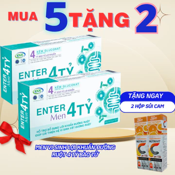 Men Vi Sinh Enter 4 Tỷ Lợi Khuẩn- Bổ Sung Lợi Khuẩn Đường Ruột, Cải Thiện Rối Loạn Tiêu Hóa. Hộp 20 Ống