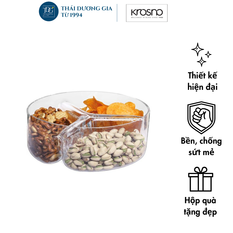 Khay pha lê handmade đựng mứt, ô mai, bánh kẹo Tết 24cm Krosno – Ba Lan | Thái Dương Gia