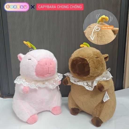 Capybara Chong Chóng Hoa Dễ Thương Gấu Bông Capybara Mũ Chong Chóng Hoa Mẫu Mới Capybara Chuyển Động Vẫy Đáng Yêu