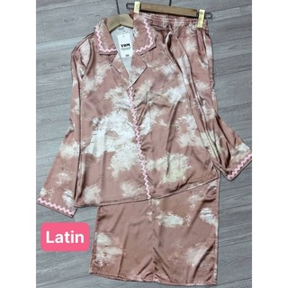 Đồ Bộ Pijama Lụa Latin Cao Cấp Màu Loang Free size  (40-60kg)Quần Dài Tay Áo Dài, Thiết Kế Cho Nữ Sang Trọng