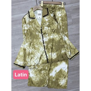 Đồ Bộ Pijama Lụa Latin Cao Cấp Màu Loang Free size  (40-60kg)Quần Dài Tay Áo Dài, Thiết Kế Cho Nữ Sang Trọng