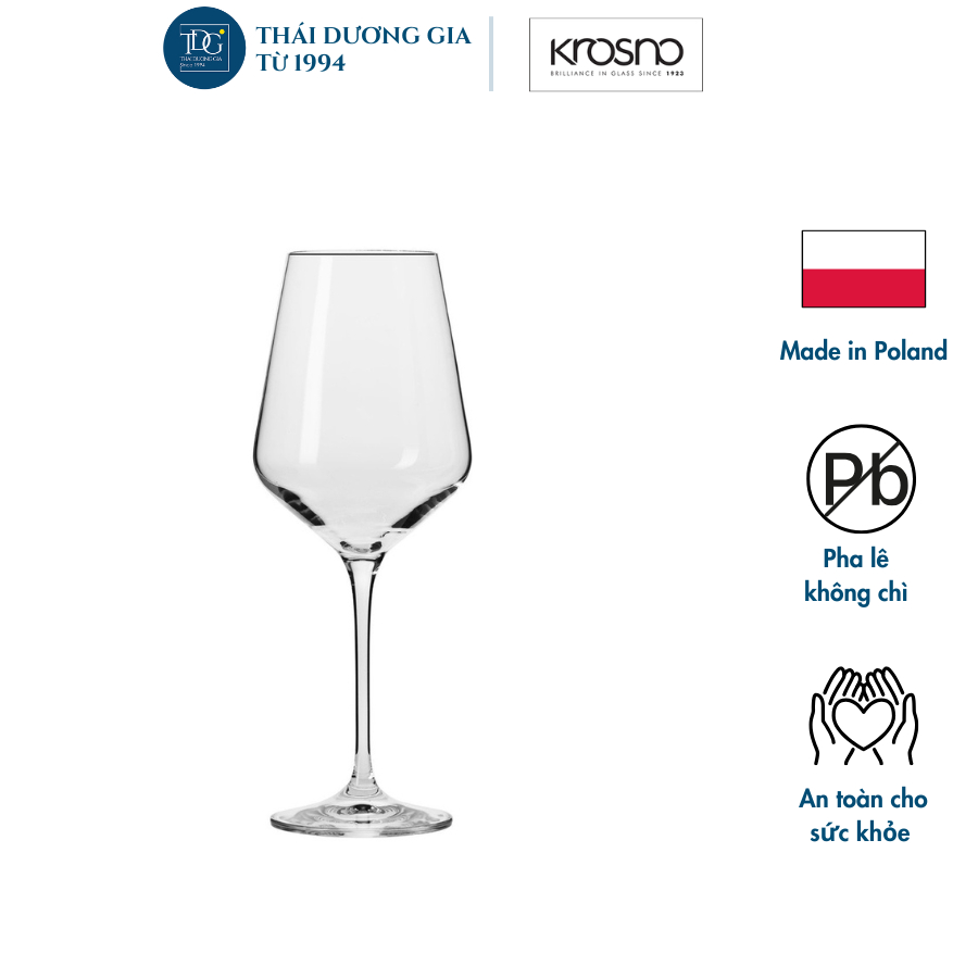Bộ 6 Ly vang Trắng pha lê Avant-Garde 390ml Ba Lan Krosno, Ly vang cao cấp -790978 I Thái Dương Gia