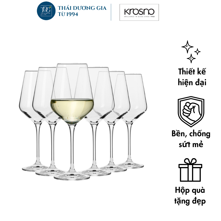 Bộ 6 Ly vang Trắng pha lê Avant-Garde 390ml Ba Lan Krosno, Ly vang cao cấp -790978 I Thái Dương Gia