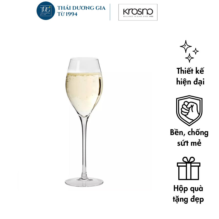 Bộ 6 ly vang sủi/sâm panh pha lê không chì Harmony 280ml Ba Lan Krosno-789606 | Thái Dương Gia