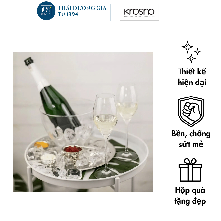 Bộ 6 ly vang sủi/sâm panh pha lê không chì Harmony 280ml Ba Lan Krosno-789606 | Thái Dương Gia