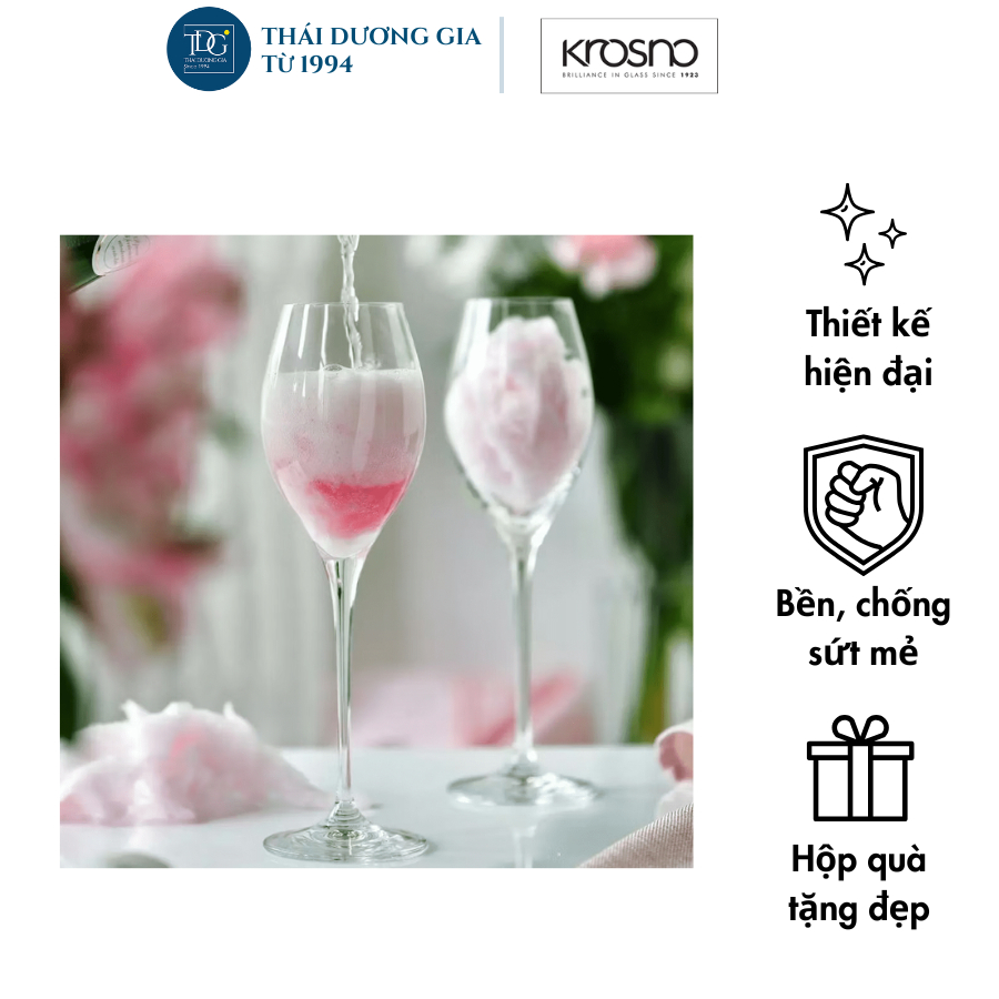 Bộ 6 ly vang sủi/sâm panh pha lê không chì Harmony 280ml Ba Lan Krosno-789606 | Thái Dương Gia