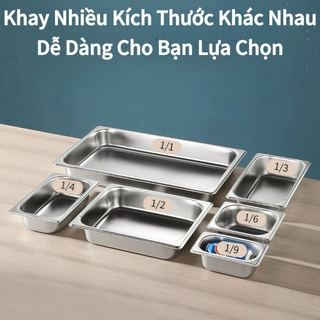 Khay inox 304 đựng thức ăn Chubby Chef Khay buffet đựng topping thực phẩm dày 0.8mm dung tích 4L - 26L  (sâu 6.5-20cm)
