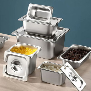 Khay inox 304 đựng thức ăn Chubby Chef Khay buffet đựng topping thực phẩm dày 0.8mm dung tích 4L - 26L  (sâu 6.5-20cm)