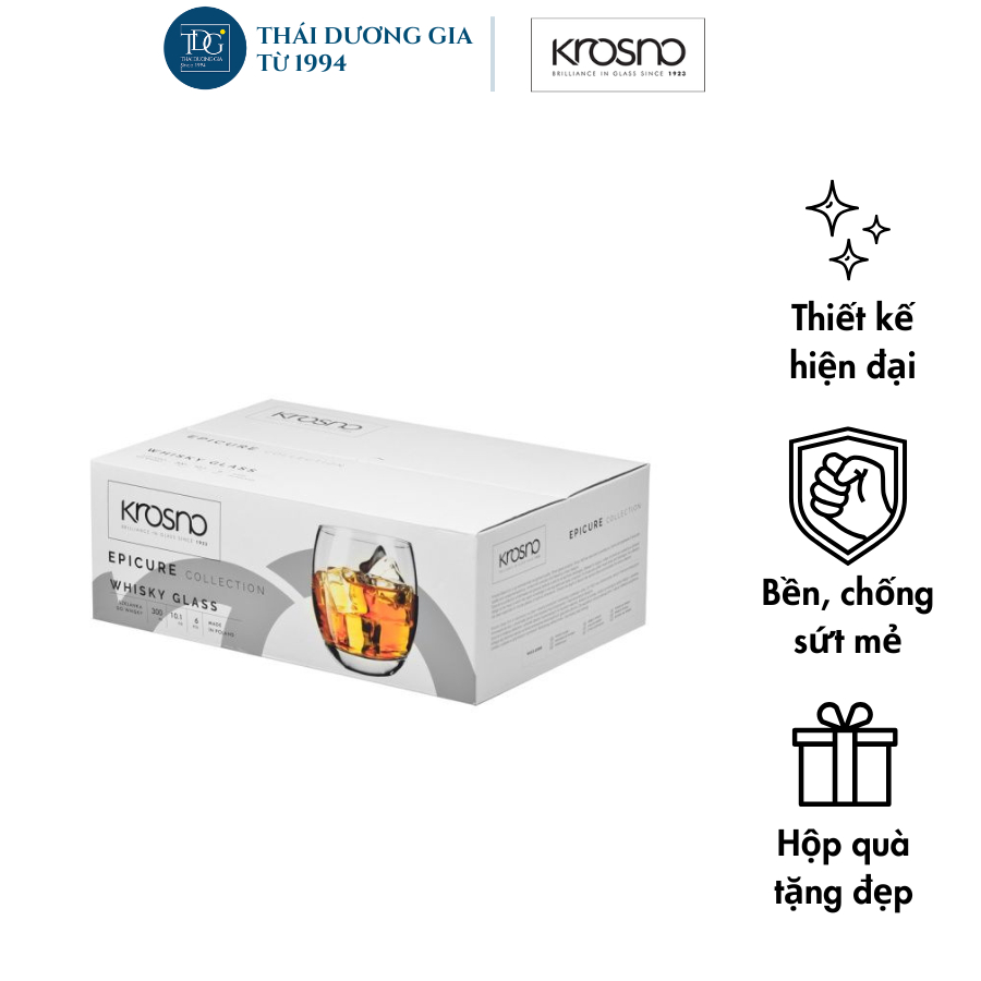 Bộ 6 cốc thủy tinh cao cấp dáng bầu 300ml Ba Lan Krosno-789422