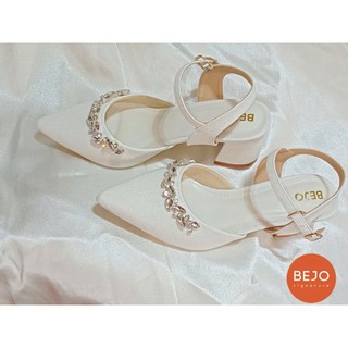 Giày Cao Gót Nữ Cao Cấp BEJO H78.5P.W06 Đính Đá Pha Lê Sang Trọng - Giày Cưới Cô Dâu Đi Êm Chân