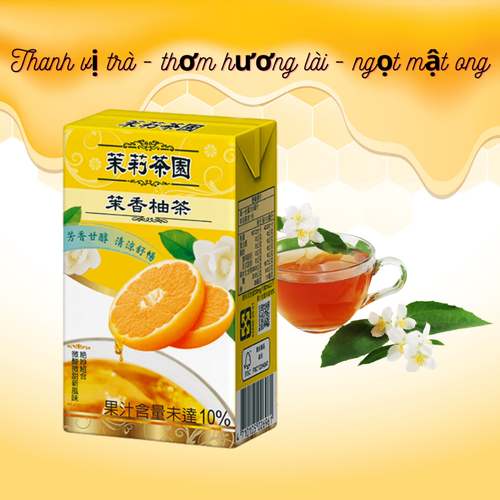 Combo 2 hộp Nước trà bưởi hoa nhài mật ong Đài Loan 250ml/Hộp
