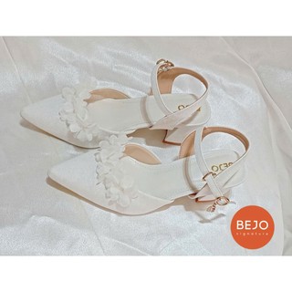 Giày Cao Gót Nữ Cao Cấp BEJO H78.5P.W06 Đính Hoa Lụa Chùm Sang Trọng - Giày Cưới Cô Dâu Đi Êm Chân