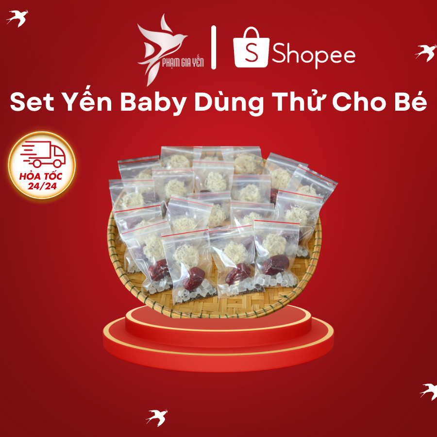 Set Yến Baby Dùng Thử Cho Bé Kèm Táo , Đường , Long Nhãn - Yến Sào Phạm Gia