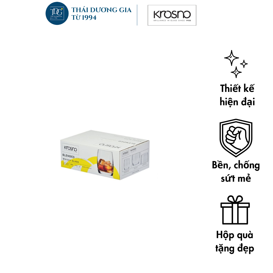 Bộ 6 ly rượu mạnh 250ml BLENDED thủy tinh cao cấp – Krosno Ba Lan 789354 | Thái Dương Gia