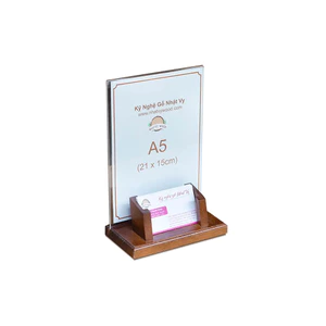 Menu Mica Để Bàn, Standee Mica Đế Gỗ Có Name Card A5, A4 NHATVYWOOD