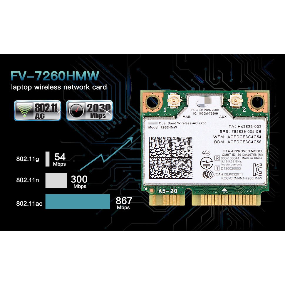 Ubit Scheda WLAN PCIe WiFi 6 Bluetooth 5.2,AX200 Chip,Max 2974 Mbit/s Dual Band (2.4/5 GHz