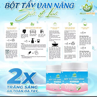 Bột Đa Năng Ailla Chính Hãng Vệ Sinh Vết Ố Vàng, Mốc, Vết Bẩn, Dầu Mỡ, Cặn Canxi Trên Các Bề Mặt Tặng Cọ Xoong