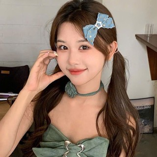 Kẹp Tóc Nơ Tiểu Thư Ribbon Jean Cá Tính Phong Cách Hàn Quốc - Kẹp mỏ vịt